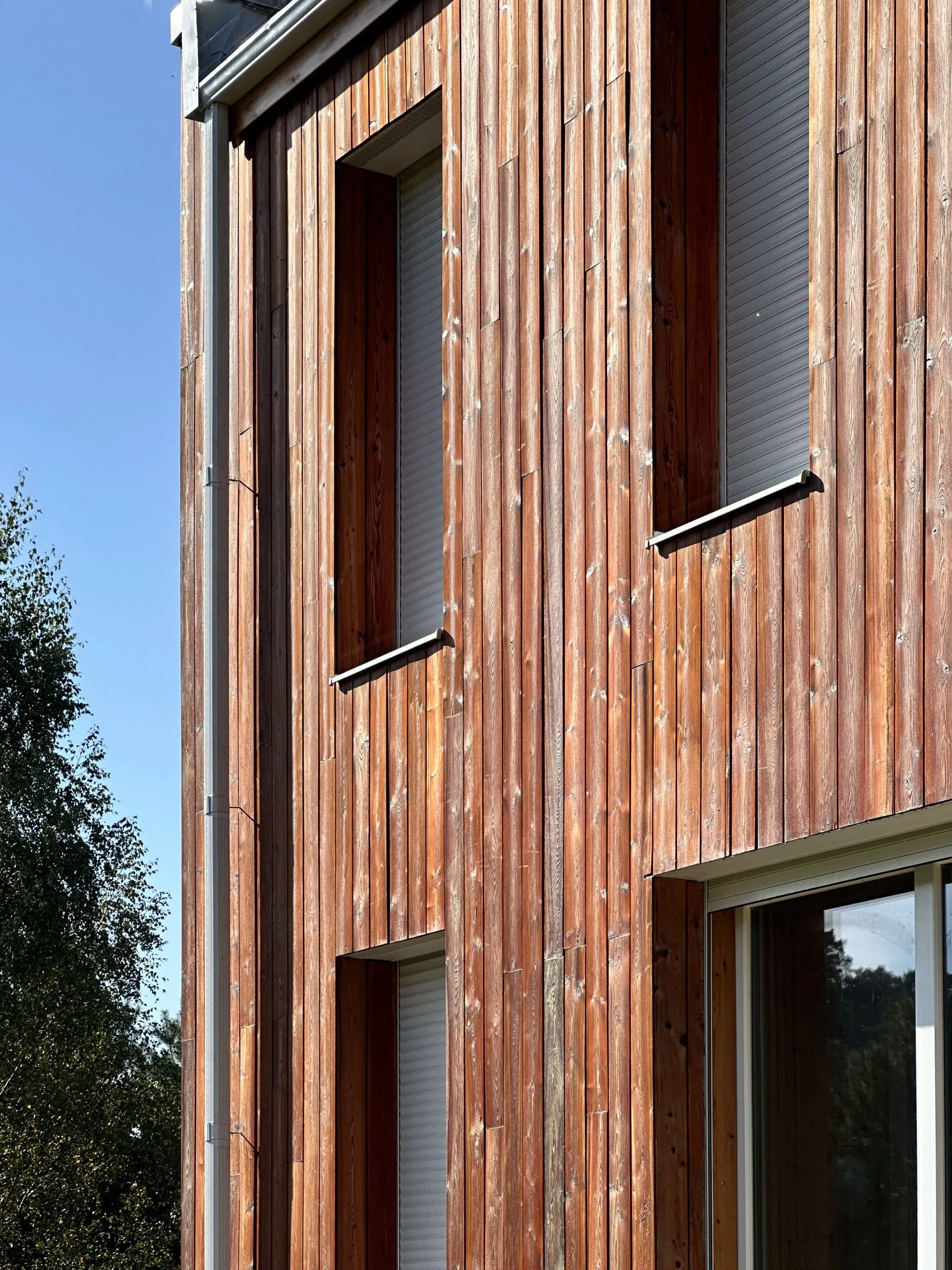 Vertical Wood Cladding with Integrated Windows